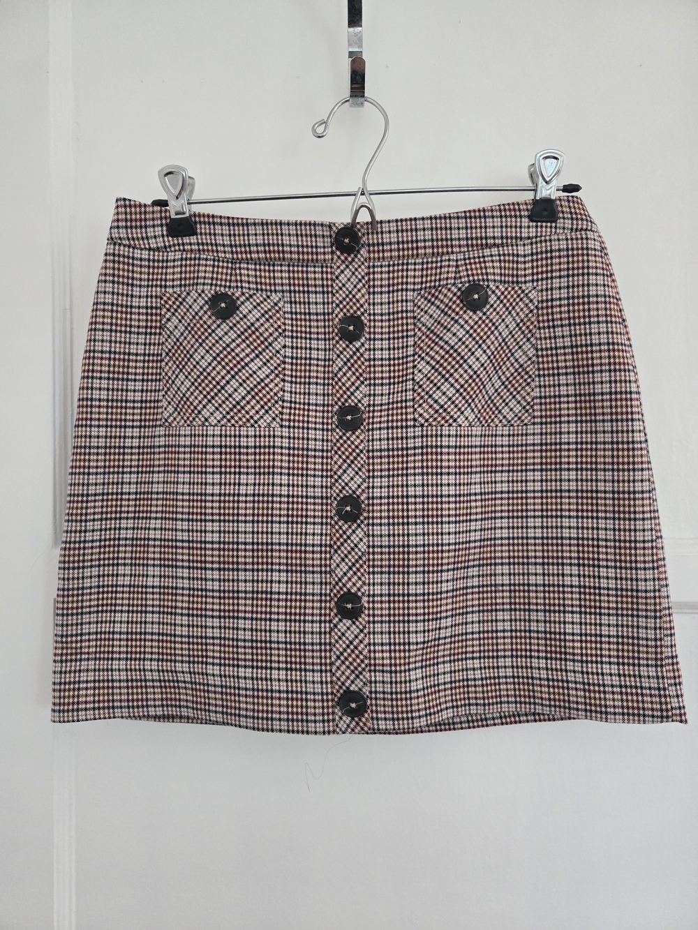 Forever 21 Red and Black Plaid Button-Front Mini Skirt